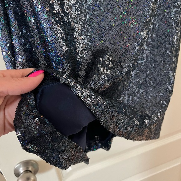 NWOT Brand new! B.Darlin Smoky Blue Sequin Party Dress Juniors 13/14 - Picture 9 of 15